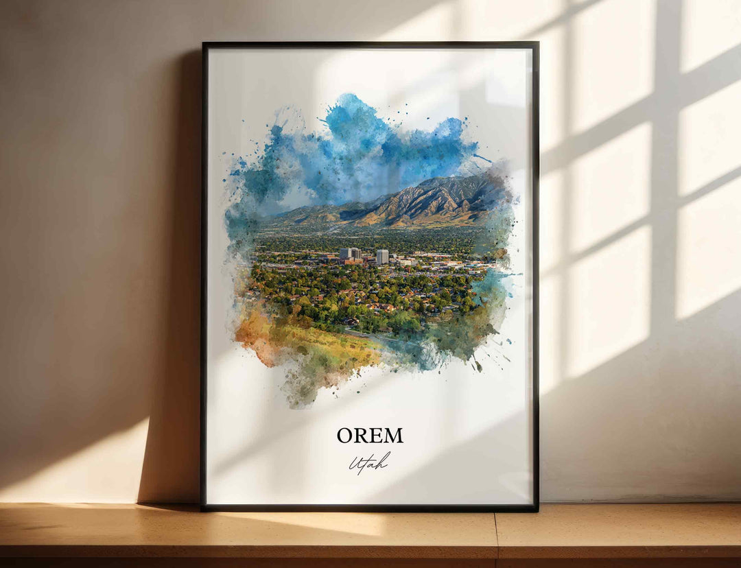 Orem Utah Wall Art, Orem Print, Orem Utah Watercolor Art, Provo Utah Gift, Travel Print, Travel Poster, Housewarming Gift