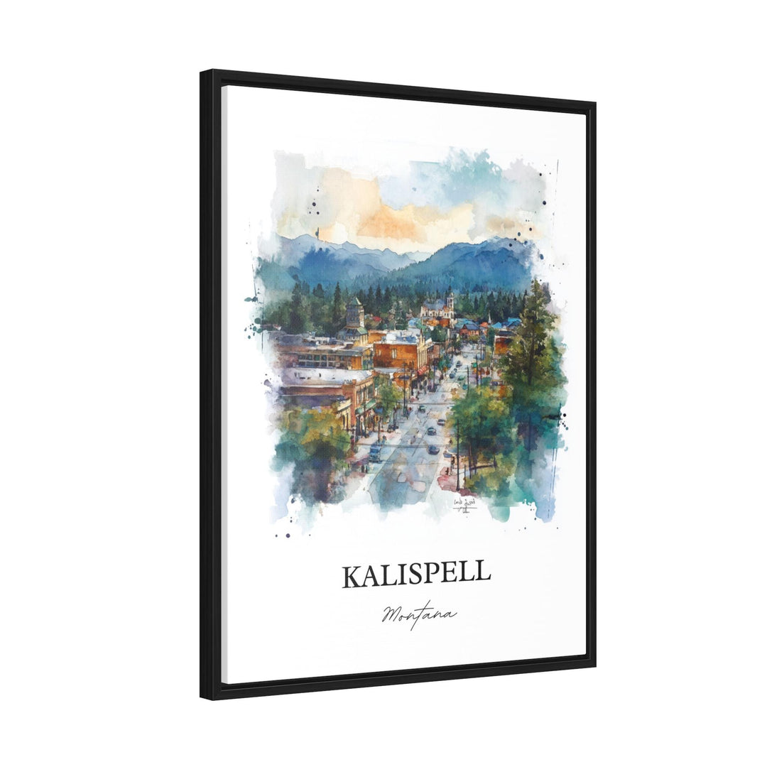 Kalispell MT Wall Art, Glacier National Park Print, Montana Watercolor Art, Kalispell Gift, Travel Print, Travel Poster, Housewarming Gift