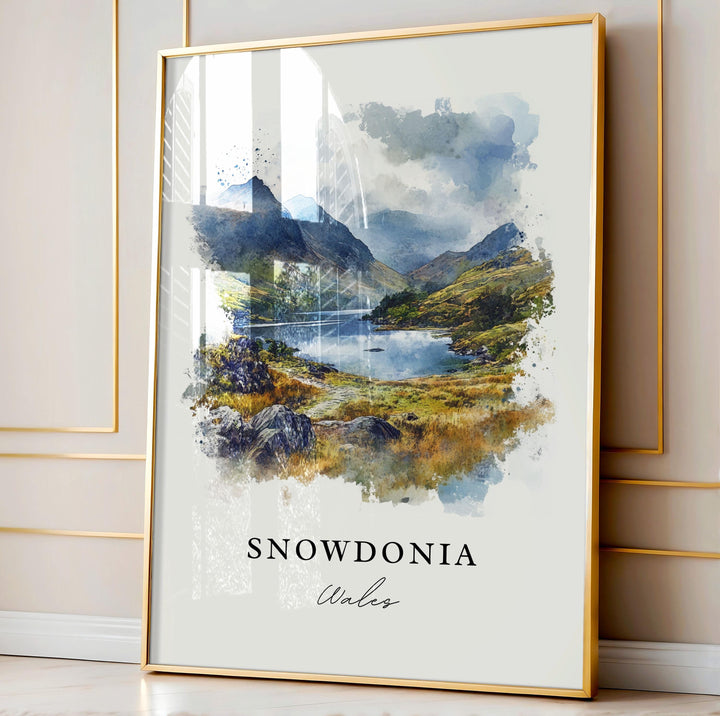 Snowdonia Wall Art, Snowdonia Wales Print, Wales Watercolor Art, Eryri National Park Gift,