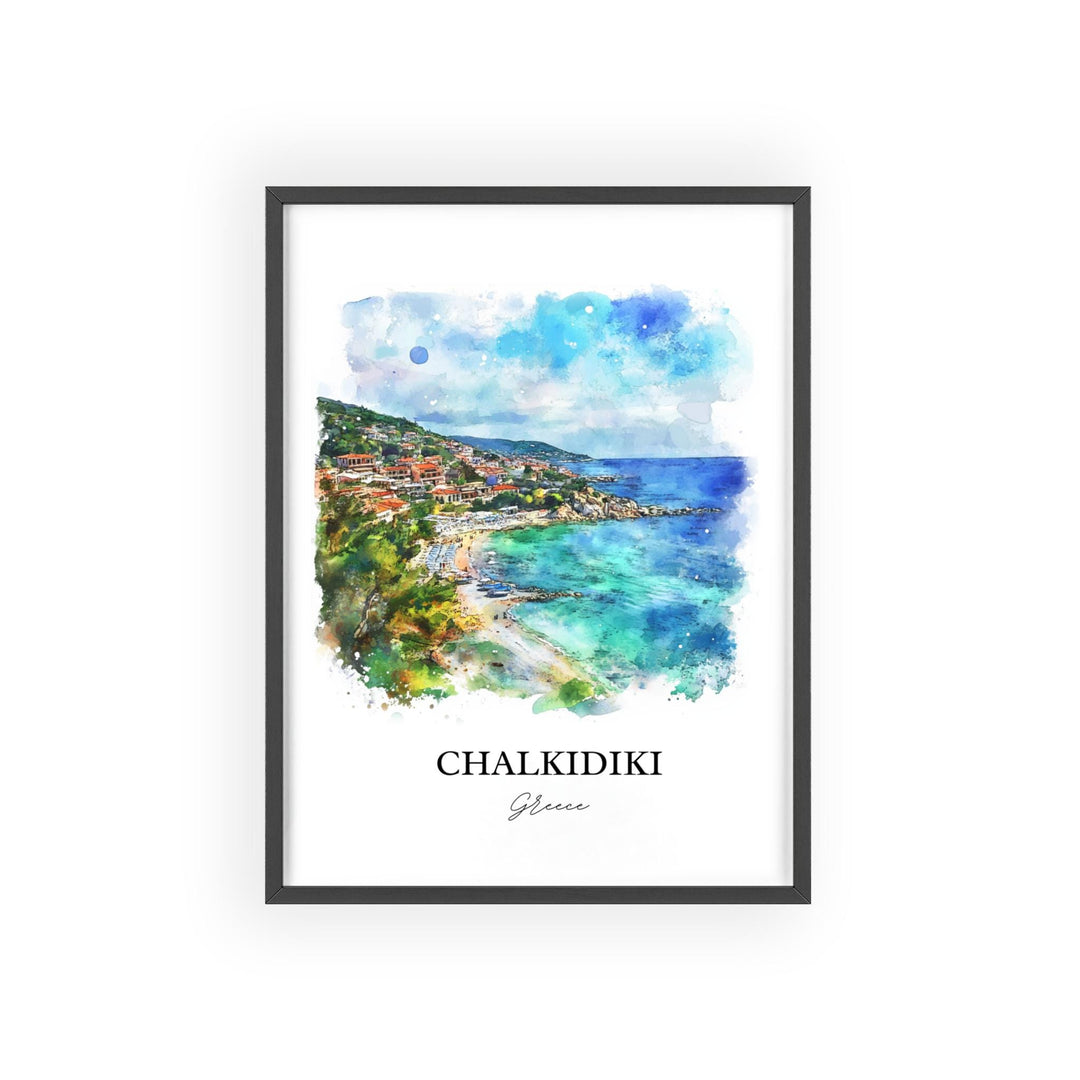 Chalkidiki Wall Art, Halkidiki Print, Greece Watercolor Art, Chalkidiki Greece Gift, Travel Print, Travel Poster, Housewarming Gift