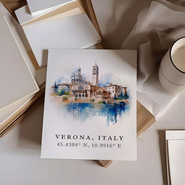 Verona Italy wall art - Italy, Verona poster, Verona Wedding gift, Verona Birthday present, Custom Text, Personalised Gift