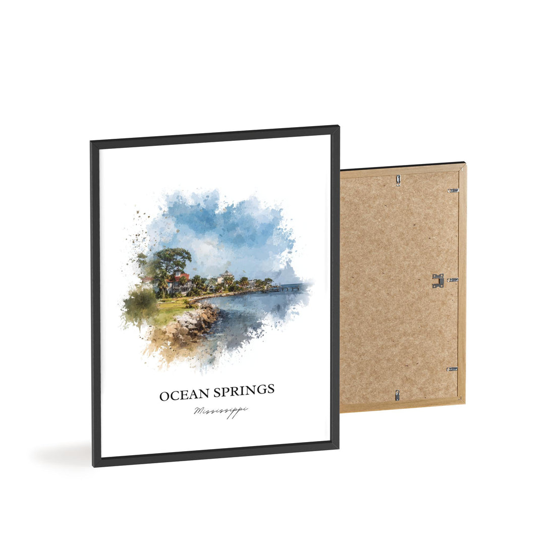 Ocean Springs, Mississippi – Watercolor Art Print
