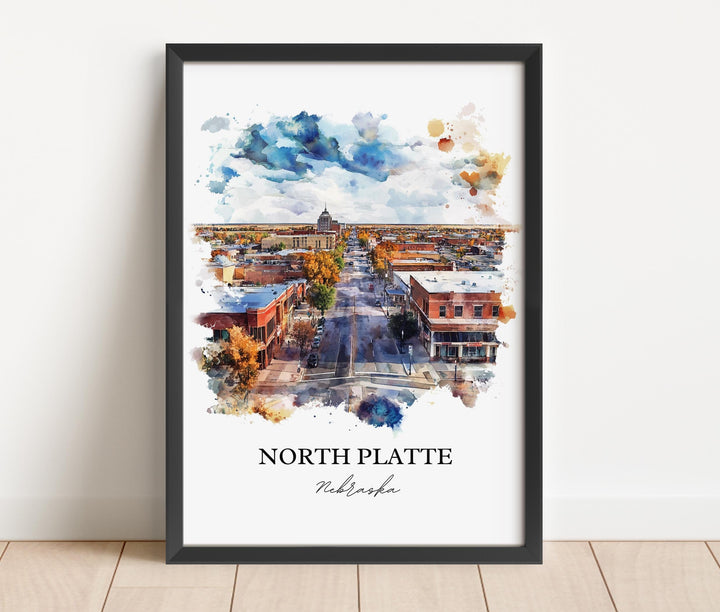 North Platte, Nebraska, USA – Watercolor Art Print