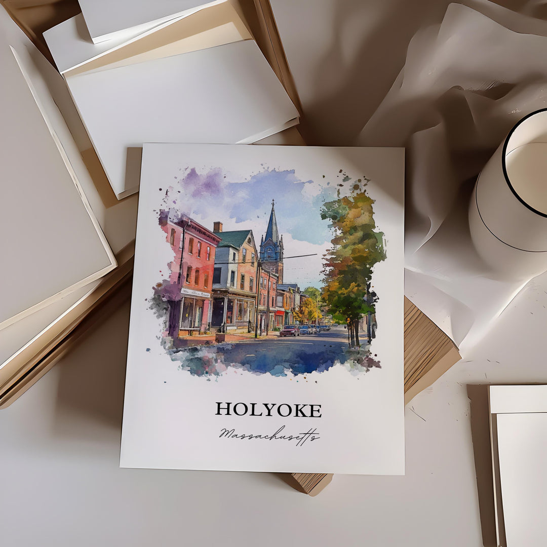 Holyoke MA Wall Art - Massachusetts Print
