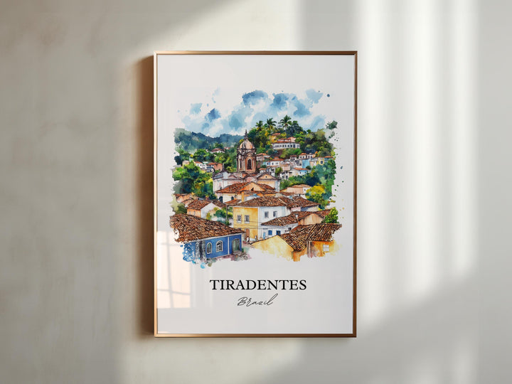 Tiradentes Wall Art, Brazil Print, Brazil Watercolor Art, Tiradentes Village Gift, Travel Print, Travel Poster, Housewarming Gift