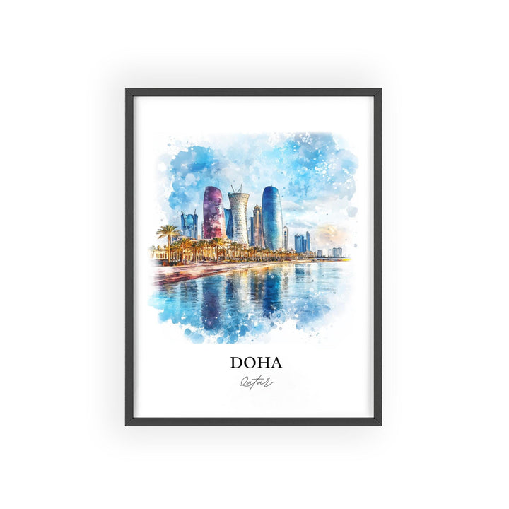 Doha Qatar Wall Art, Qatar Print, Doha Watercolor Art, Doha Qatar Gift, Travel Print, Travel Poster, Housewarming Gift