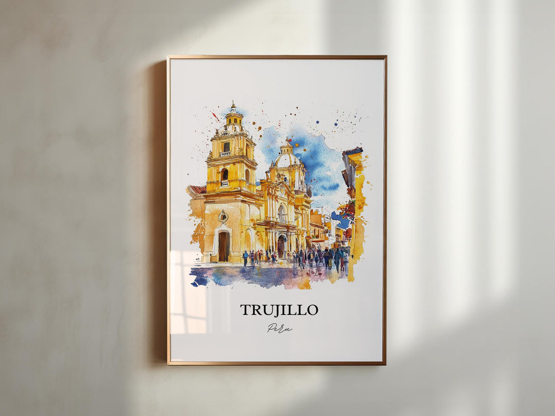 Trujillo Peru Wall Art, Department of La Libertad, Peru Watercolor Art, Trujillo Peru Gift, Travel Print, Travel Poster, Housewarming Gift