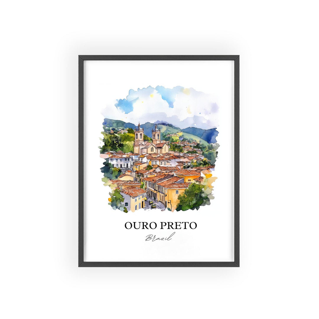 Ouro Preto Wall Art, Minas Gerais Print, Brazil Watercolor Art, Ouro Preto Gift, Travel Print, Travel Poster, Housewarming Gift