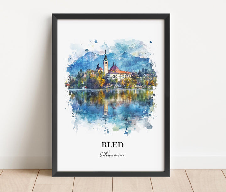 Bled Slovenia Wall Art, Lake Bled Print, Slovenia Watercolor Art, Bled Slovenia Gift, Travel Print, Travel Poster, Housewarming Gift