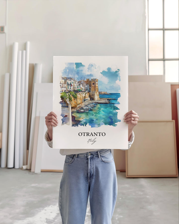 Otranto Wall Art, Apulia Region Print, Italy Watercolor Art, Otranto Italy Gift, Travel Print, Travel Poster, Housewarming Gift