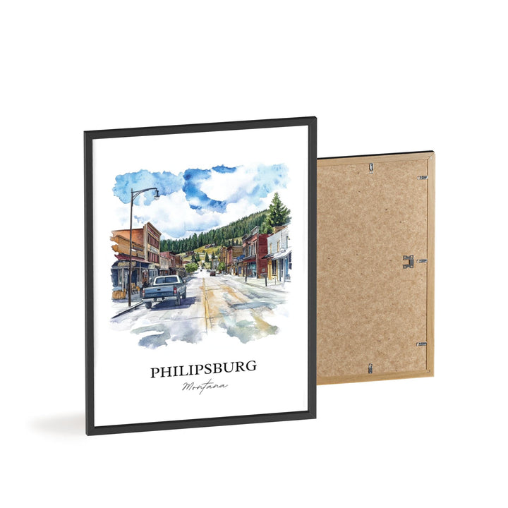 Philipsburg MT Wall Art, Philipsburg Print, Montana Watercolor Art, Granite County MT Gift, Travel Print, Travel Poster, Housewarming Gift