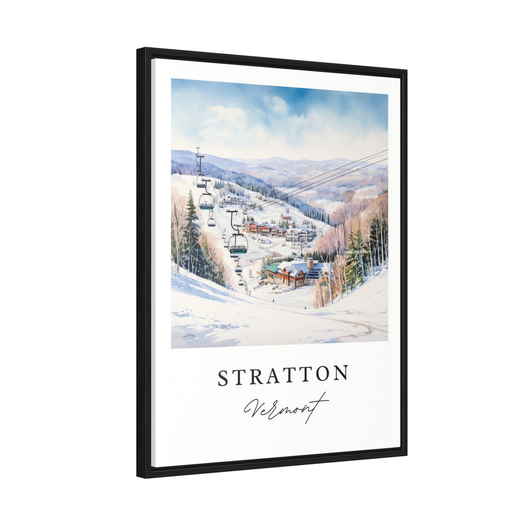 Stratton traditional travel art - Vermont, Stratton Ski Area print, Wedding gift, Birthday present, Custom Text, Perfect Gift