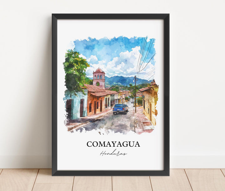 Comayagua Wall Art, Honduras Print, Honduras Watercolor Art, Comayagua Gift, Travel Print, Travel Poster, Housewarming Gift