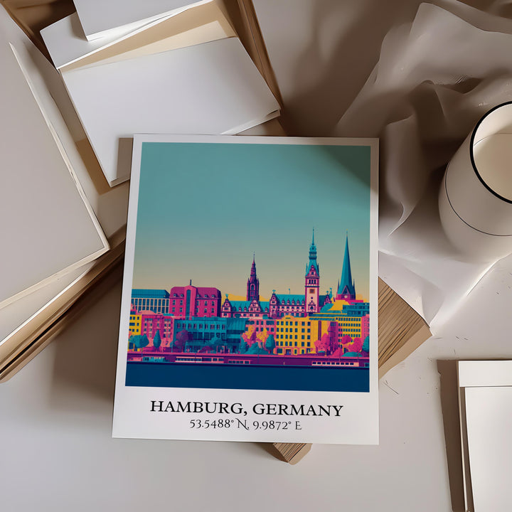 Hamburg Germany Art, Hamburg Retro Travel Art, Germany Home Decor, Germany Gift, Germany Travel Art, Travel Prints, Housewarming Gift