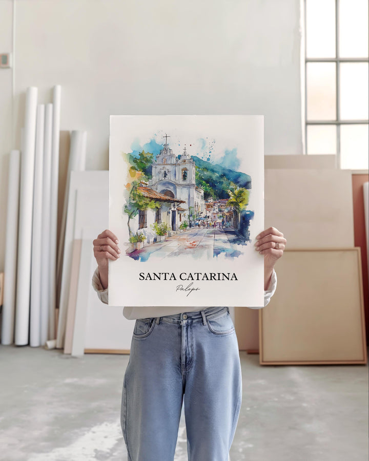 Santa Catarina Palopó Art, Guatemala Print, Guatemala Watercolor Art, Lake Atitlán Gift, Travel Print, Travel Poster, Housewarming Gift