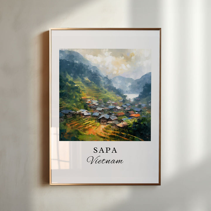 Sapa Vietnam wall art - Vietnam, Sapa poster, Sapa Wedding gift, Birthday present, Custom Text, Personalised Gift