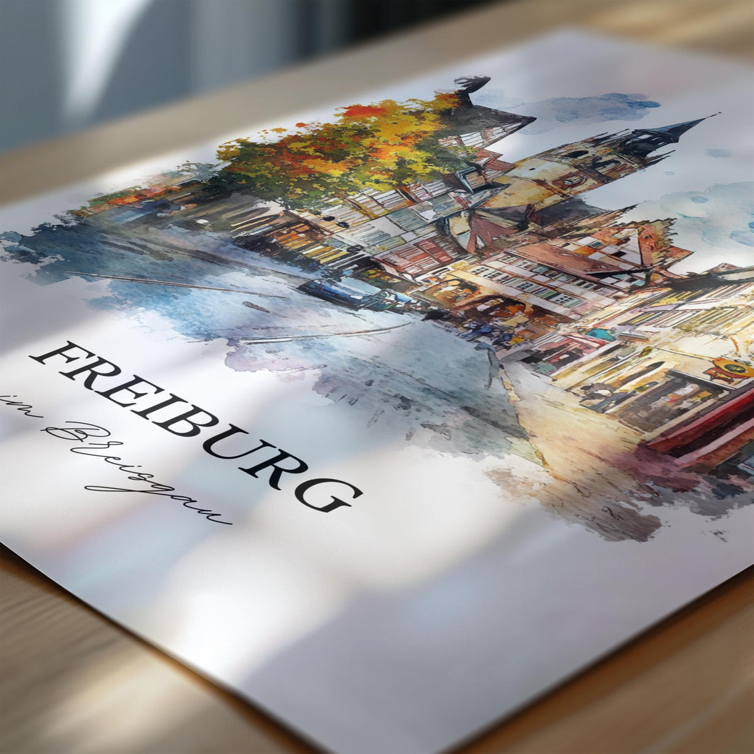 Freiburg im Breisgau Art, Black Forest Print, Germany Watercolor, Freiburg im Breisgau Gift, Travel Print, Travel Poster, Housewarming Gift