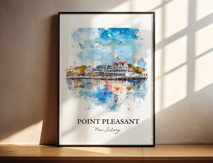 Point Pleasant Wall Art, Pt Pleasant Inlet Print, Jersey Shore Watercolor Art, NJ Beach Gift, Travel Print, Travel Poster, Housewarming Gift