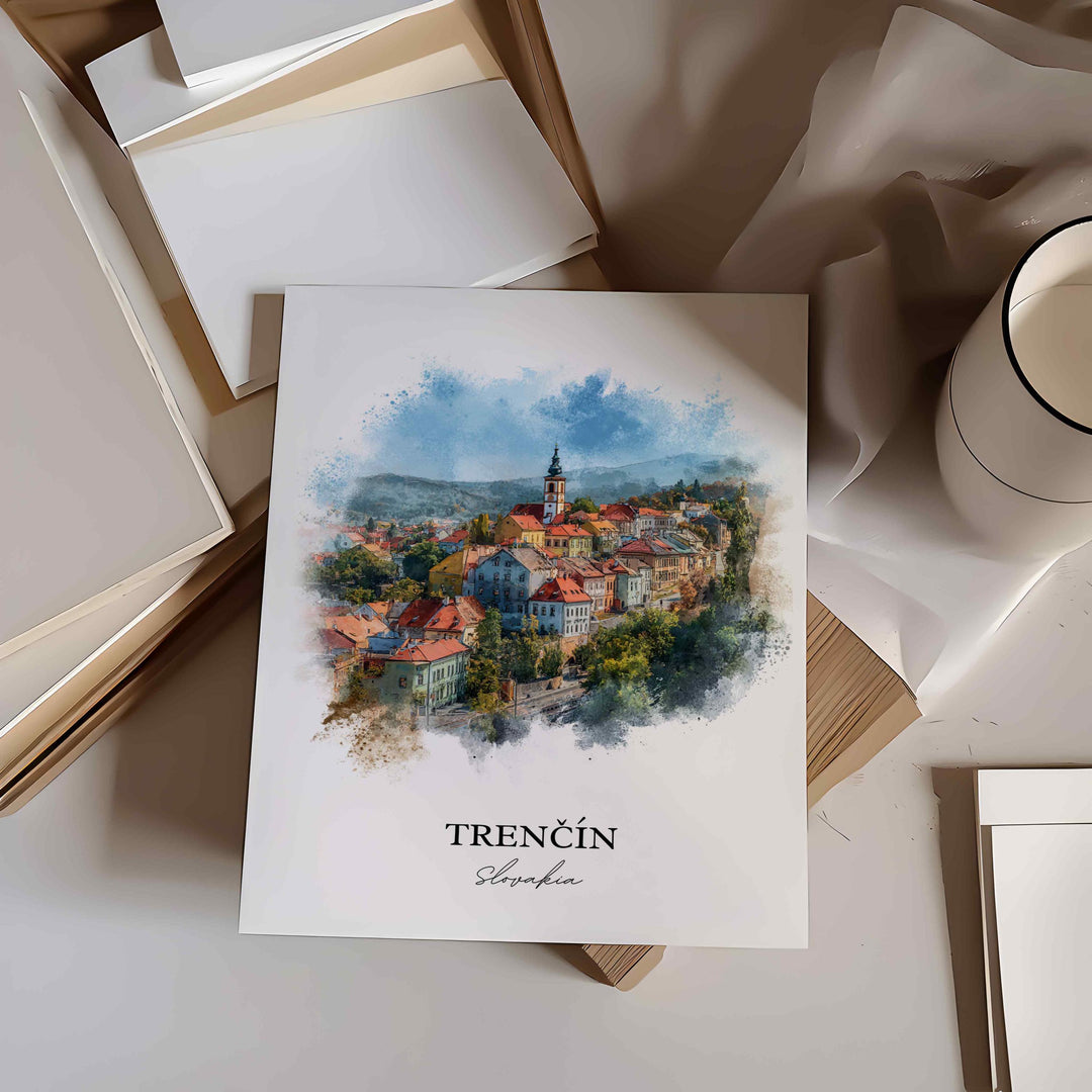 Trencin, Slovakia – Watercolor Art Print