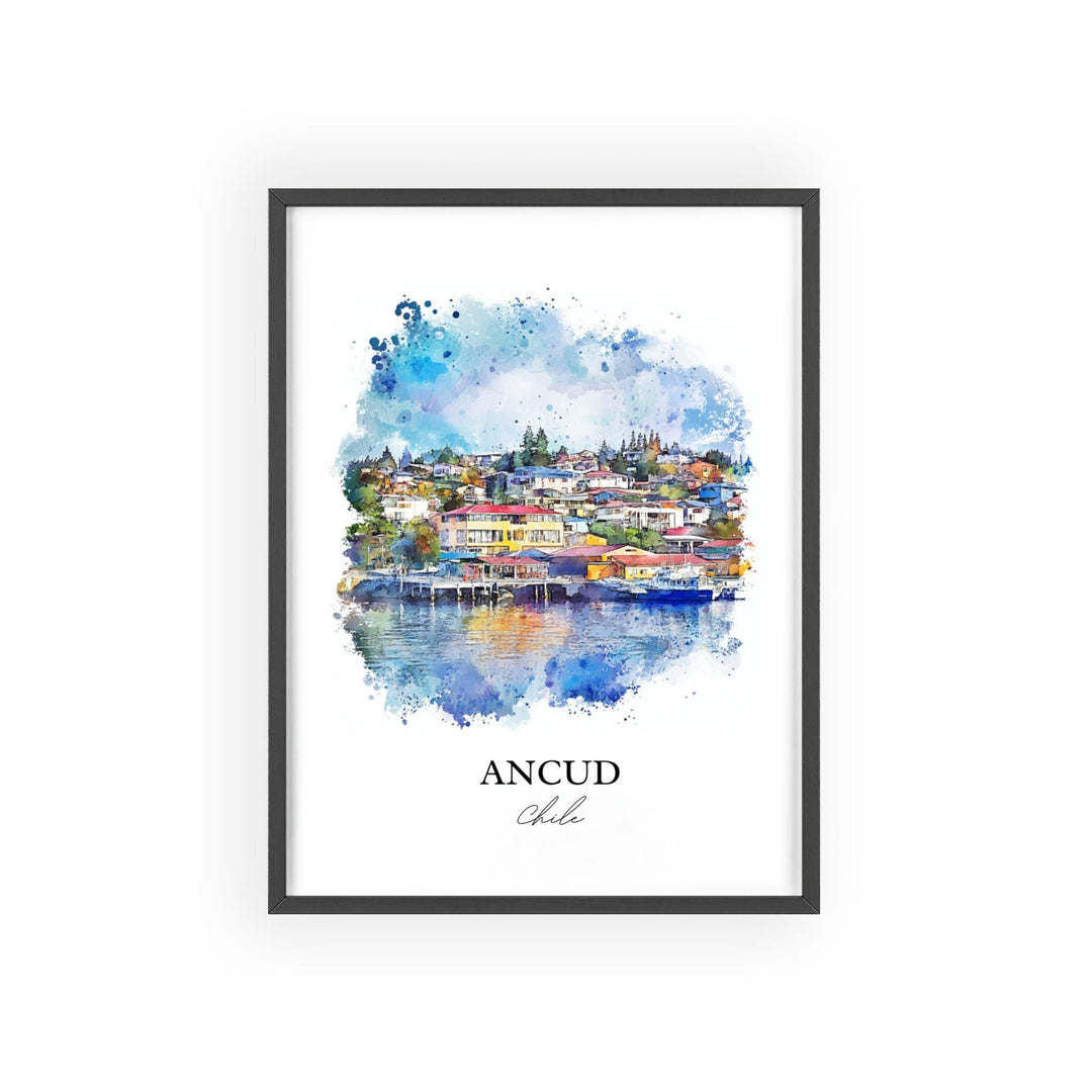 Ancud Chile Wall Art, Chiloé Island Print, Chile Watercolor Art, Ancud Chile Gift, Travel Print, Travel Poster, Housewarming Gift