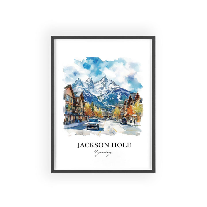 Jackson Hole Wall Art, Jackson Wyoming Print, Wyoming Watercolor Art, Jackson Hole Gift, Travel Print, Travel Poster, Housewarming Gift