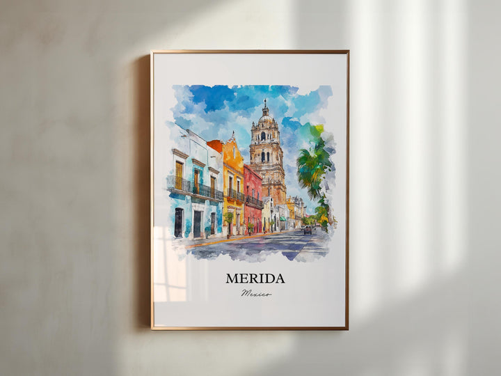 Merida Mexico Wall Art, Yucatán MX Print, Mexico Watercolor Art, Merida Gift, Travel Print, Travel Poster, Housewarming Gift