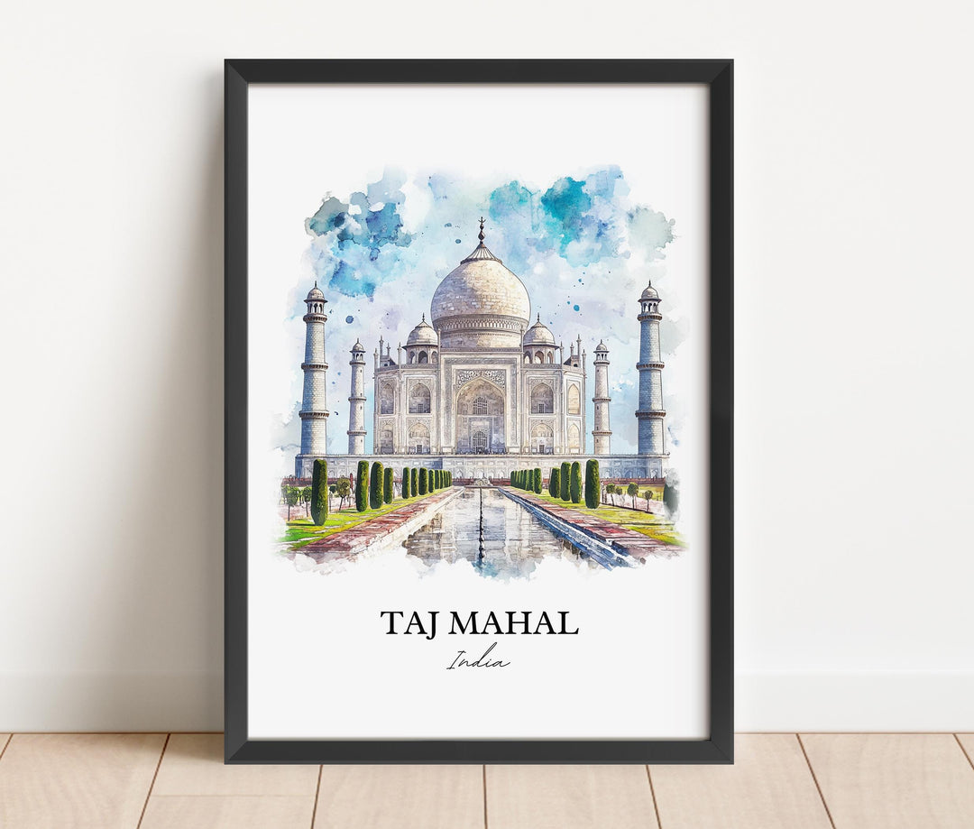 Taj Mahal Wall Art, Agra India Print, India Watercolor Art, Taj Mahal Gift, Travel Print, Travel Poster, Housewarming Gift