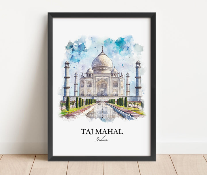 Taj Mahal Wall Art, Agra India Print, India Watercolor Art, Taj Mahal Gift, Travel Print, Travel Poster, Housewarming Gift