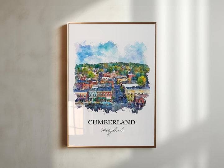 Cumberland MD Wall Art, Allegany County Print, Maryland Watercolor, Cumberland Maryland Gift, Travel Print, Travel Poster, Housewarming Gift