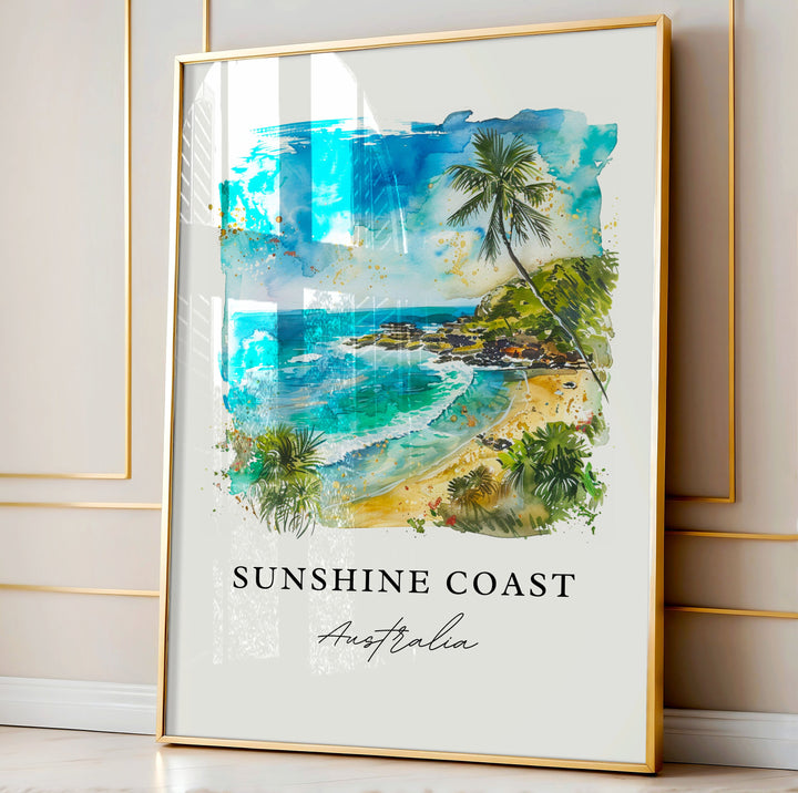 Sunshine Coast Art, Sunshine Coast Print, Sunshine Coast Aus Watercolor, Queensland Art Gift,