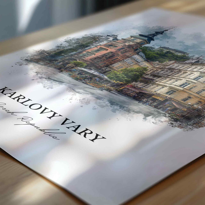 Karlovy Vary, Czech Republic – Watercolor Art Print