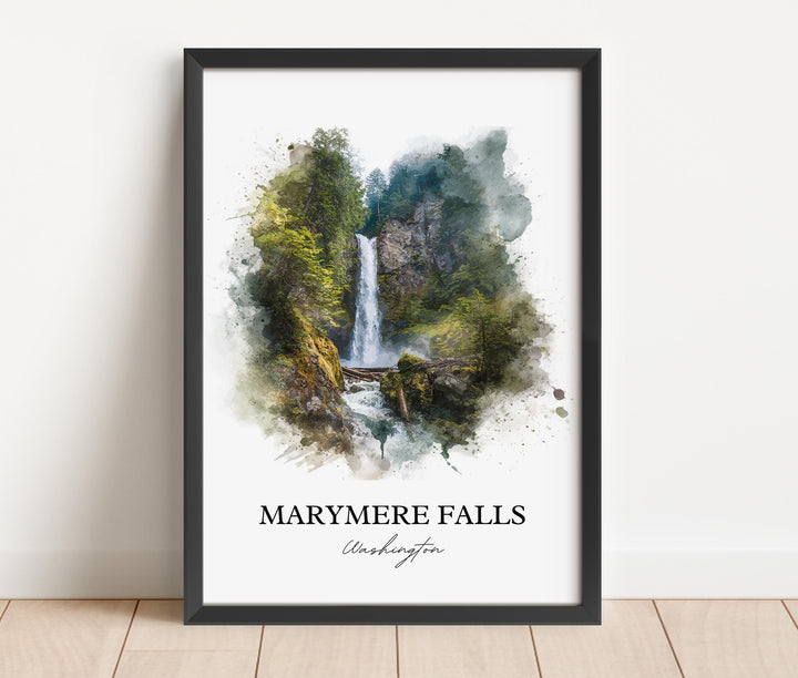 Marymere Falls Art, Lake Crescent Print, Olympic National Park Artwork, Marymere Falls Gift, Travel Print, Travel Poster, Housewarming Gift