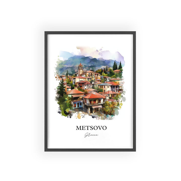 Metsovo Wall Art, Epirus Print, Greece Watercolor Art, Metsovo Greece Gift, Travel Print, Travel Poster, Housewarming Gift