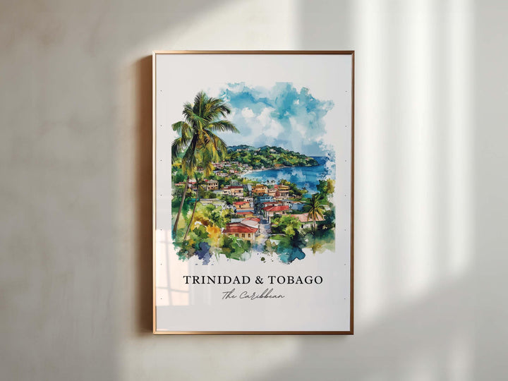 Trinidad and Tobago Wall Art, Trinidad Print, Trinidad Watercolor Art, Trinidad Tobago Gift,