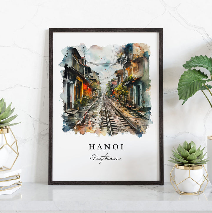 Hanoi watercolor wall art - Vietnam, Hanoi print, Hanoi Wedding gift, Hanoi Vietnam Birthday present, Custom Text, Perfect Gift