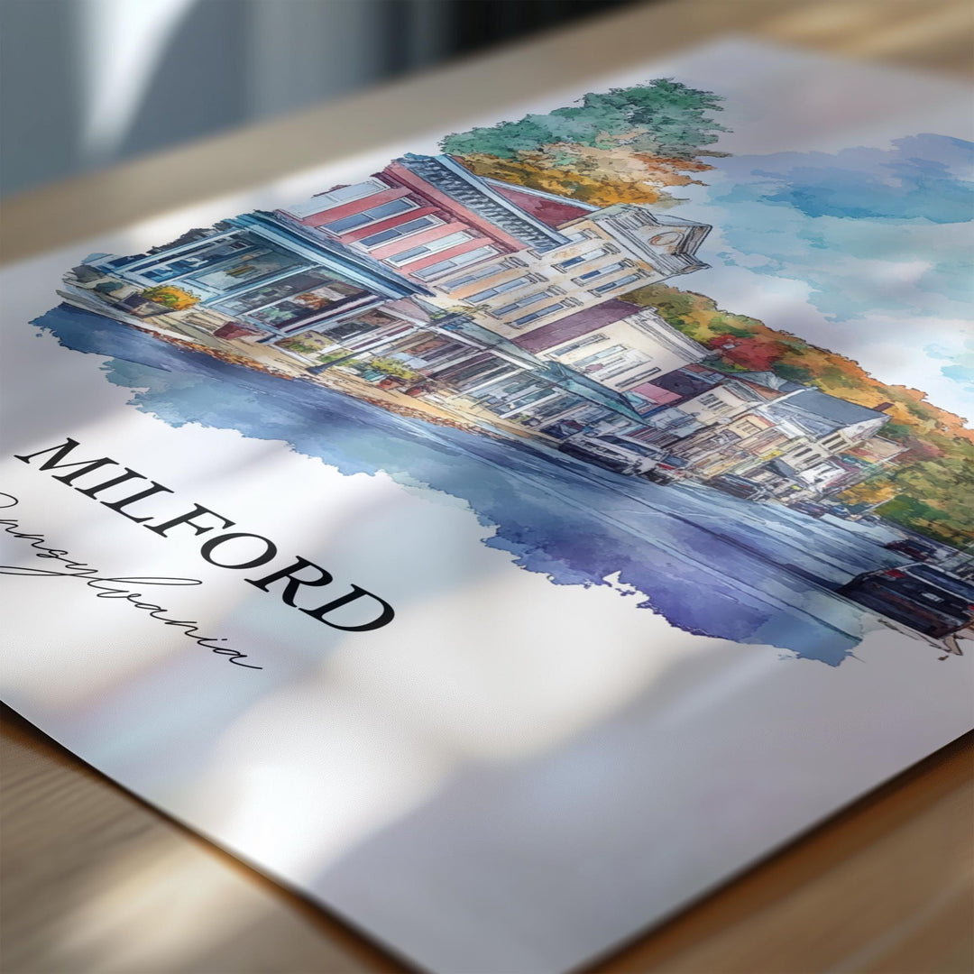 Milford PA Wall Art, Pike County PA Print, Pennsylvania Artwork, Milford Pennsylvania Gift, Travel Print, Travel Poster, Housewarming Gift