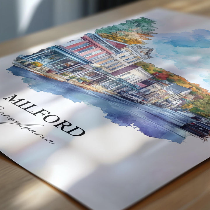 Milford PA Wall Art, Pike County PA Print, Pennsylvania Artwork, Milford Pennsylvania Gift, Travel Print, Travel Poster, Housewarming Gift