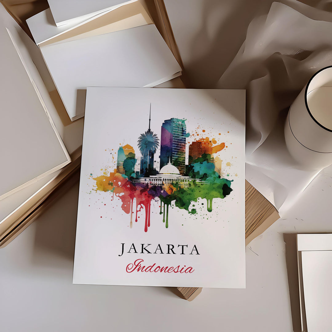 Jakarta Indonesia wall art - Indonesia, Jakarta poster, Jakarta Wedding gift, Birthday present, Custom Text, Personalised Gift