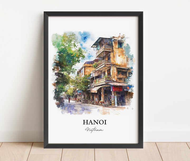 Hanoi Vietnam Wall Art, Hanoi Print, Vietnam Watercolor Art, Hanoi Vietnam Gift, Travel Print, Travel Poster, Housewarming Gift