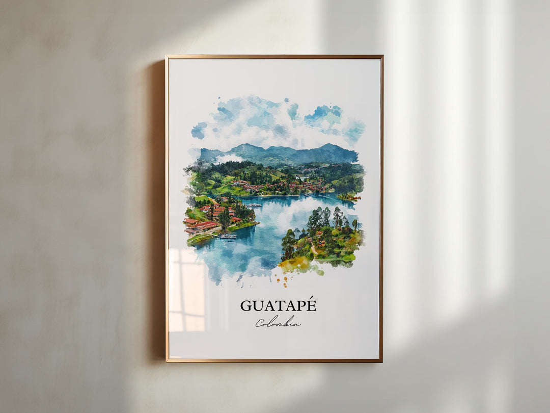 Guatapé Wall Art, Medellín Print, Colombia Watercolor Art, Guatapé Gift, Travel Print, Travel Poster, Housewarming Gift
