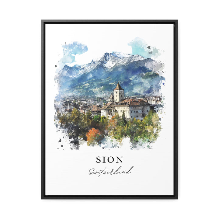 Sion Switzerland Wall Art, Sion Print, Sion Watercolor Art, Valais Switzerland Gift, Travel Poster, Housewarming Gift