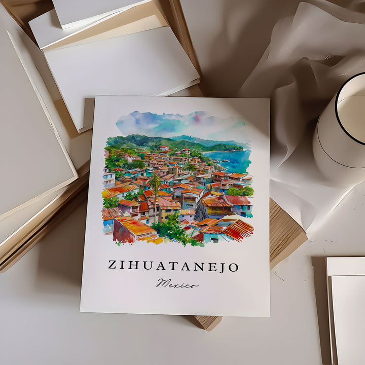 Zihuatanejo Mexico wall art - Mexico, Zihuatanejo print, Zihuatanejo Wedding gift, Birthday present, Custom Text, Perfect Gift