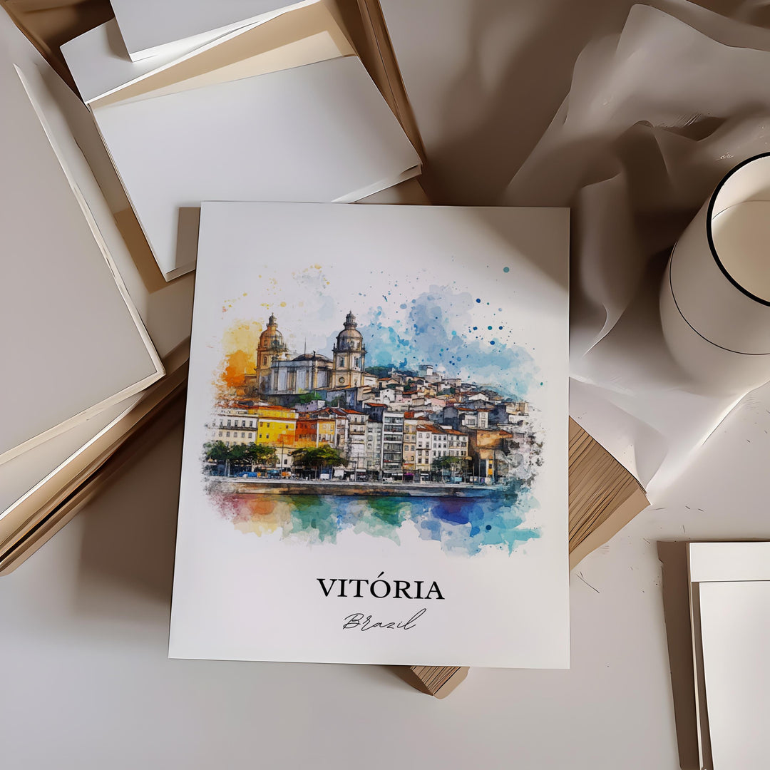 Vitória, Brazil – Espírito Santo Watercolor Art Print