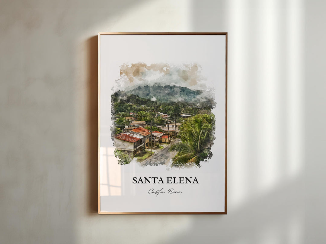 Santa Elena Wall Art, Monteverde Print, Costa Rica Watercolor Art, Santa Elena Gift, Travel Print, Travel Poster, Housewarming Gift