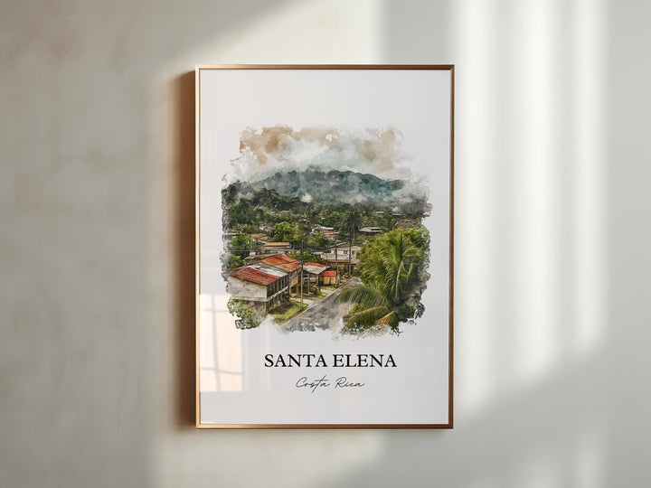 Santa Elena Wall Art, Monteverde Print, Costa Rica Watercolor Art, Santa Elena Gift, Travel Print, Travel Poster, Housewarming Gift