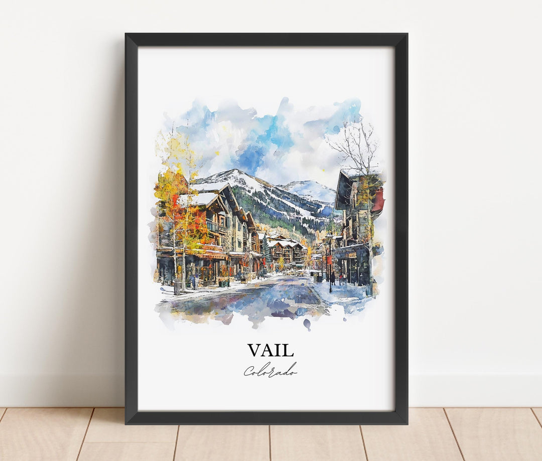 Vail Wall Art, Vail Village Print, Vail Watercolor Art, Vail Mountain Gift, Travel Print, Travel Poster, Housewarming Gift