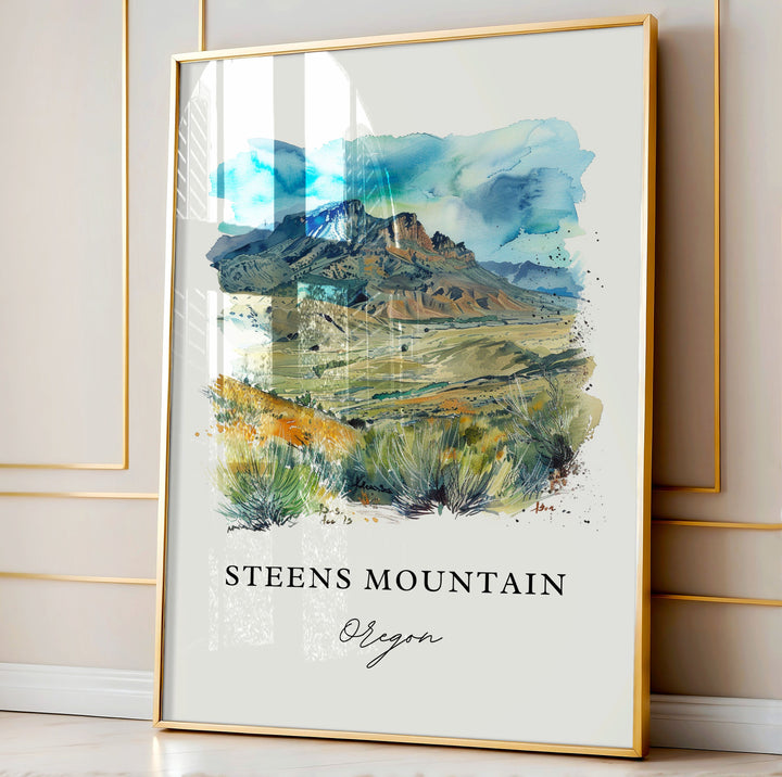 Steens Mountain Wall Art, Steens Mountain OR Print, Harney County Watercolor, Oregon Gift,