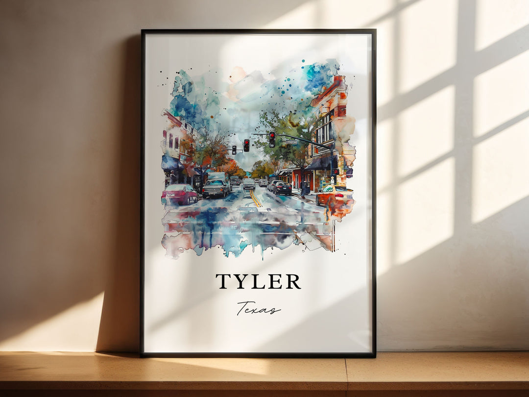 Tyler Texas Wall Art, Tyler TX Print, Tyler Texas Watercolor Art, Tyler Texas Art Gift,