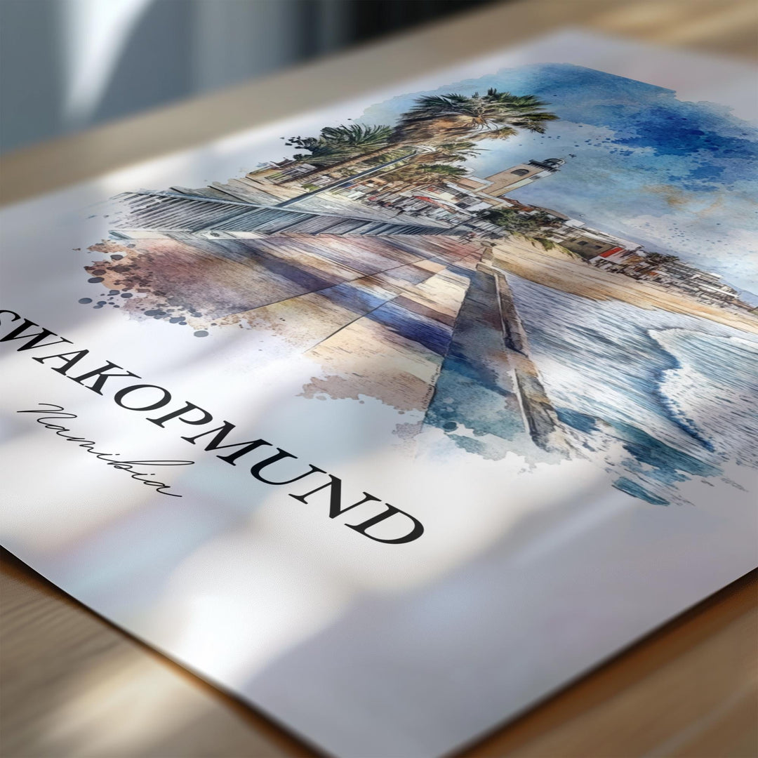 Swakopmund Wall Art, Namibia Print, Namibia Watercolor Art, Swakopmund Gift, Travel Print, Travel Poster, Housewarming Gift