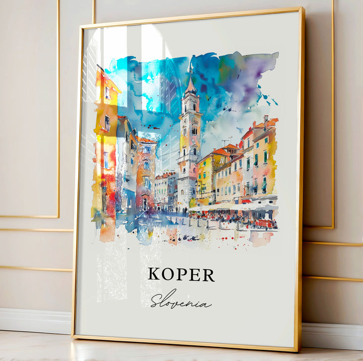 Koper Slovenia Wall Art, Koper Print, Koper Watercolor, Koper Slovenia Gift,